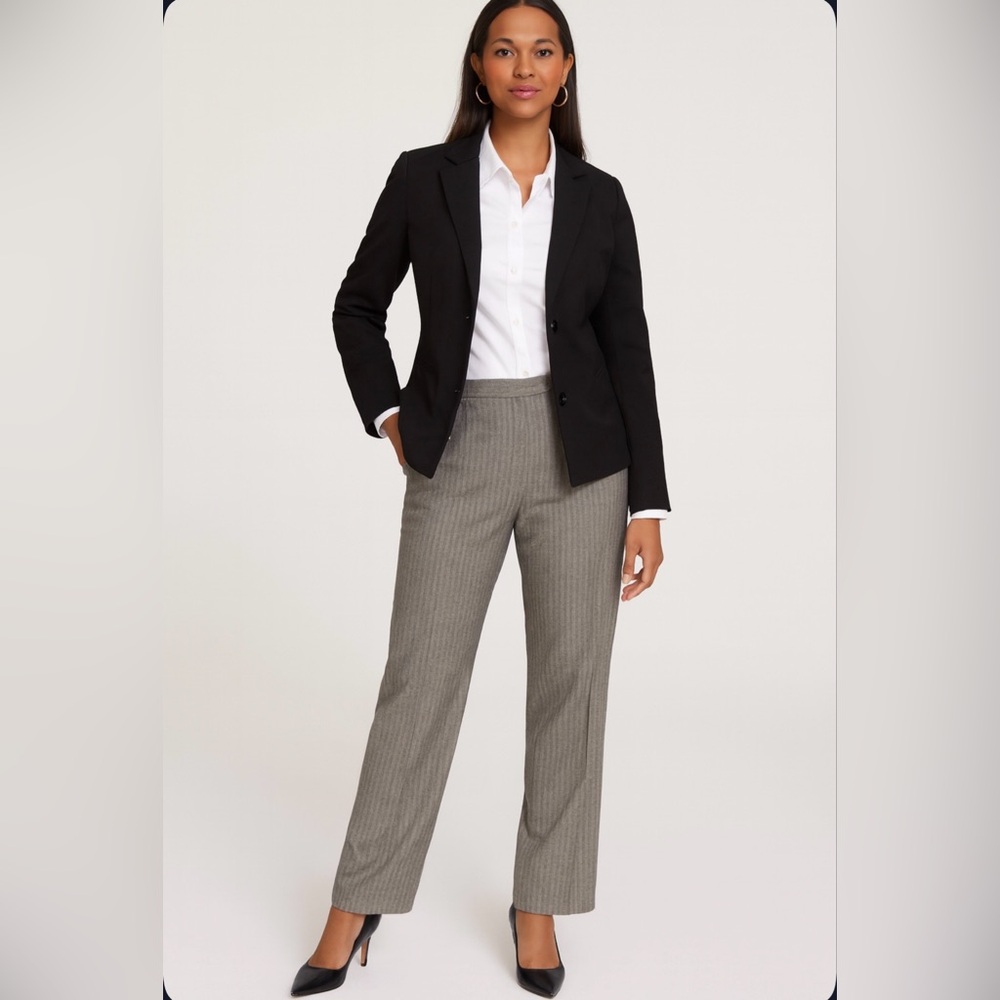 Talbots Italian Stretch Wool Blend Herringbone Lined Trousers Women Size 12